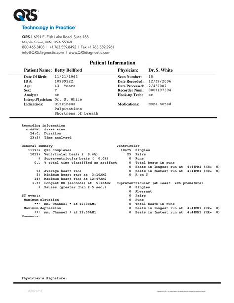 Patient Information Holter Monitor Report Patient Name: Betty .